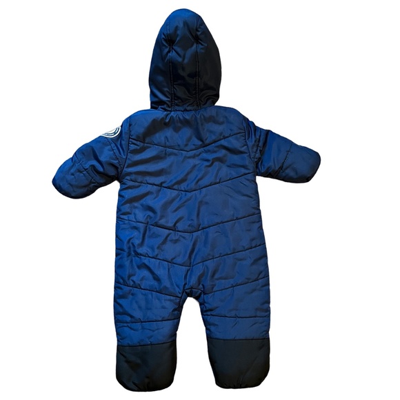 U.S. Polo Assn Fleece-Lined Baby Bunting / Snowsuit in Navy and Yellow, Size 12M - Picture 2 of 8